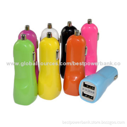 Electric Type and Mobile Phone Use USB Car Chargers, 5V/2.1A Output, Made of ABS